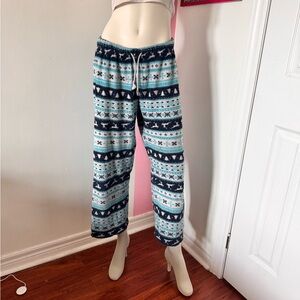 Cozy Christmas Patterned Blue Pajama Pants